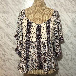 Free People Peasant Top Short Sleeve Cream Medium